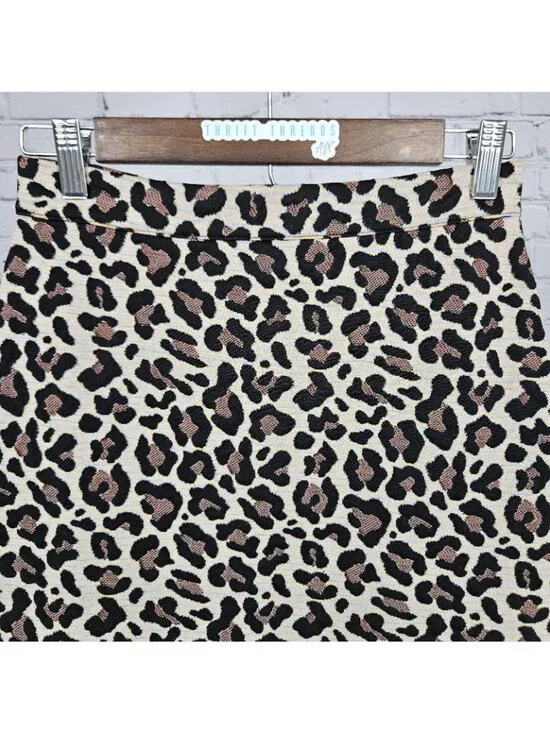 Maeve Anthropologie Multicolor Leopard Back Zip Straight Knee Length Skirt XS - Picture 5 of 11